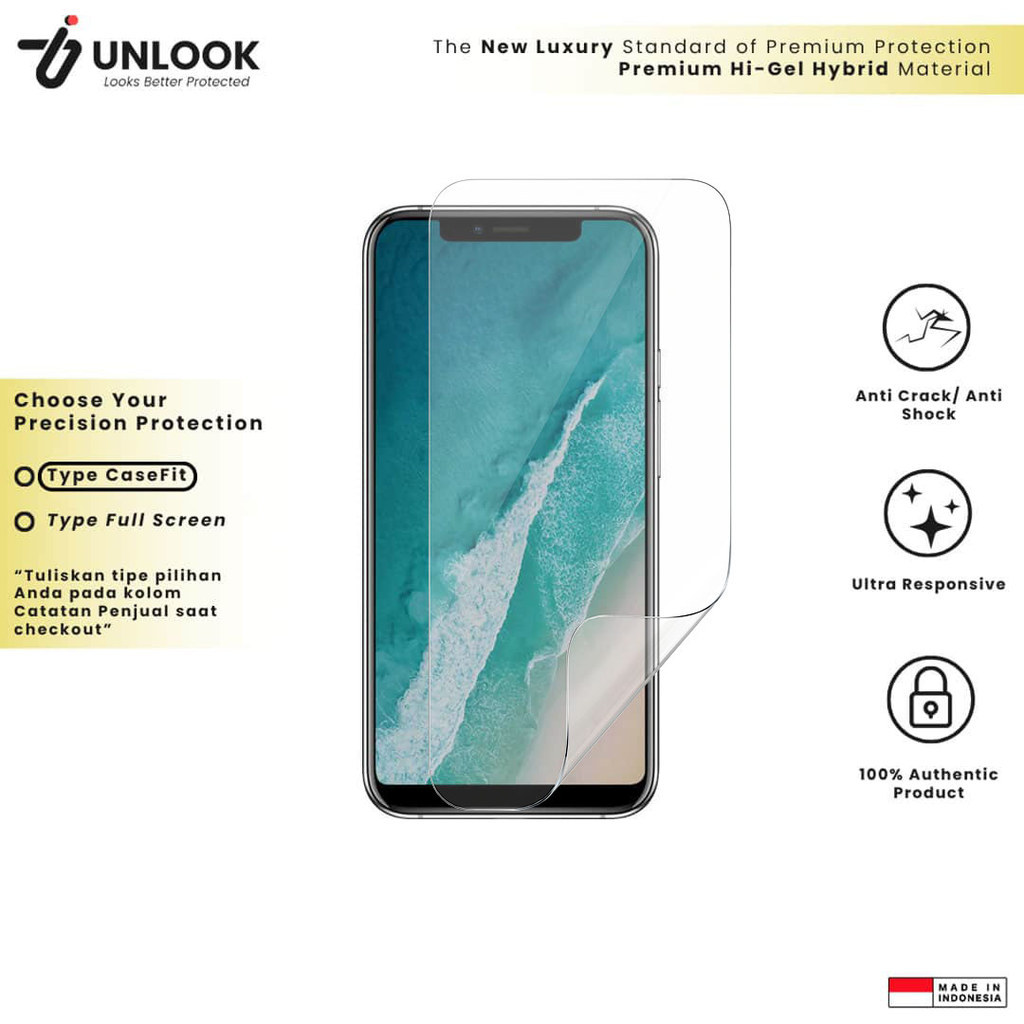 UNLOOK Hi-GEL HYBRID Hydrogel+ Pelindung Lentur for Ulefone X, T3, T2, S9 Pro, S8 Pro, S7 Pro, S7, S