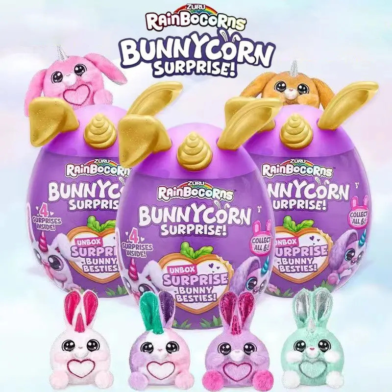 Zuru Rainbocorns Bunnycorn Unicorn, Boneka Plush Keluarga Kelinci Lucu di Dalam Telur Ajaib Blind Bo