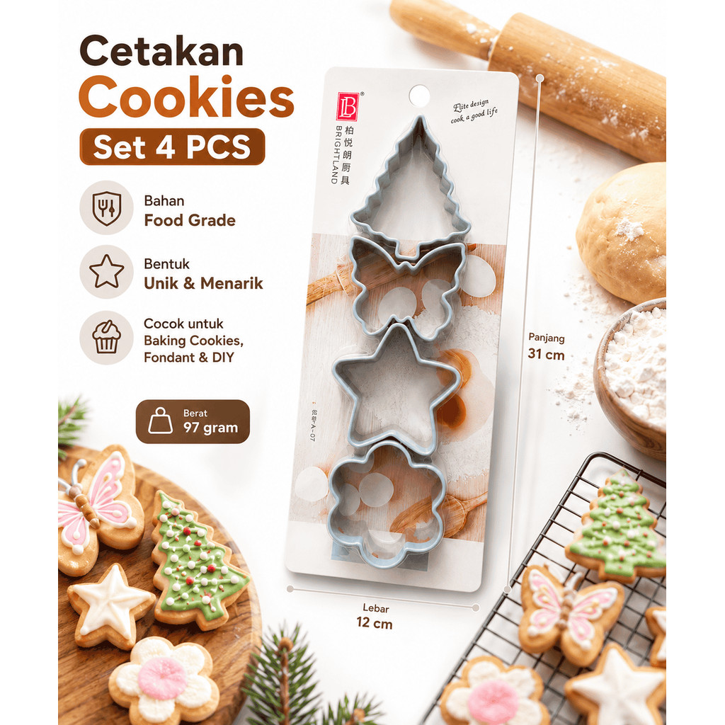 [set 4 pcs] Cetakan Kue Kering Karakter Ring Cookie Cutter Biskuit Coklat Alat Cetak Adonan DIY Clay