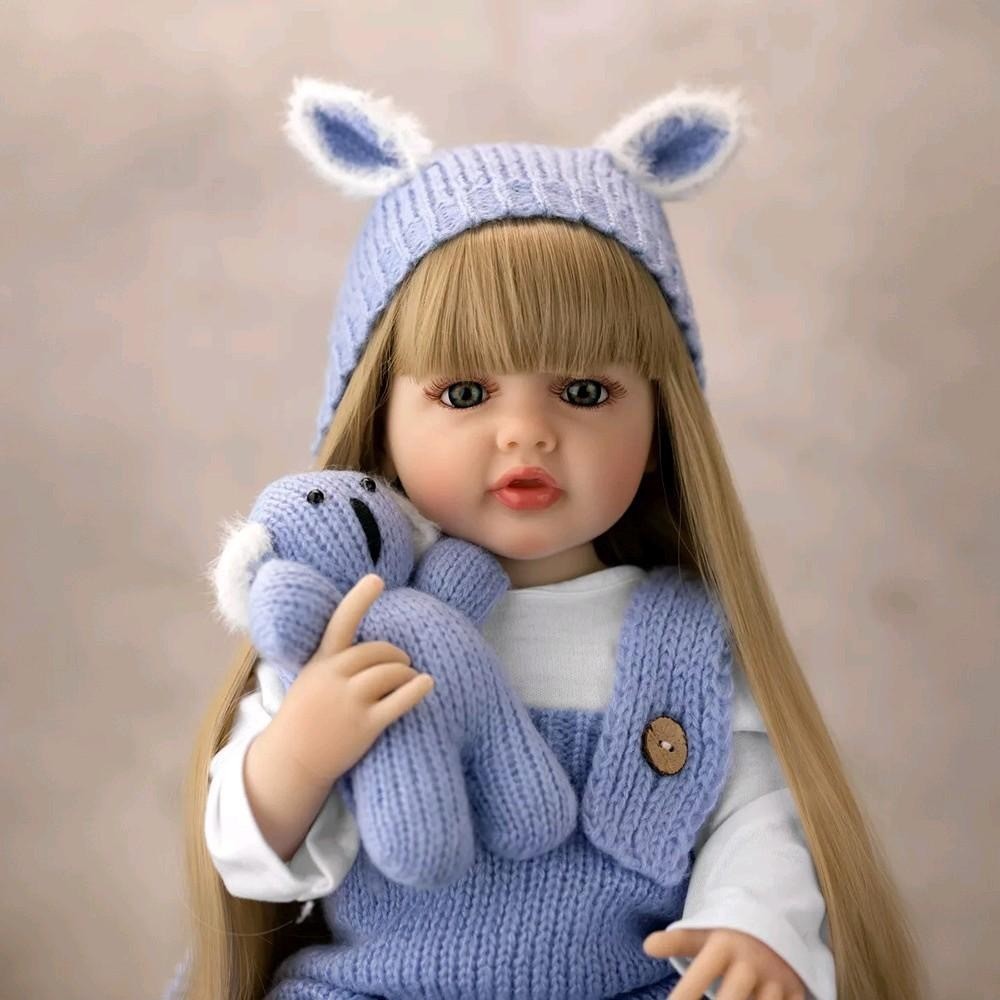 Boneka Reborn Baby Dolls Girl Real Life Newborn Baby Dolls Realistic Looking Brown Long Hair Girl Al