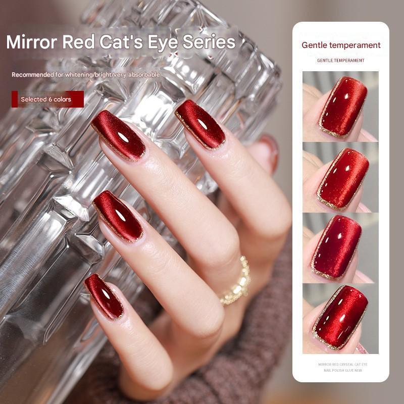 NEW Annies Red Maroon Cat Eye Merah Marun Glass Beads Color 10mL Nail Polish UV Gel Premium Quality