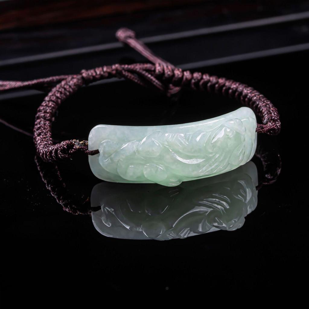 Natural Batu giok, tangan Pixiu, tali tangan anyaman, gelang, hadiah untuk pria dan wanita
