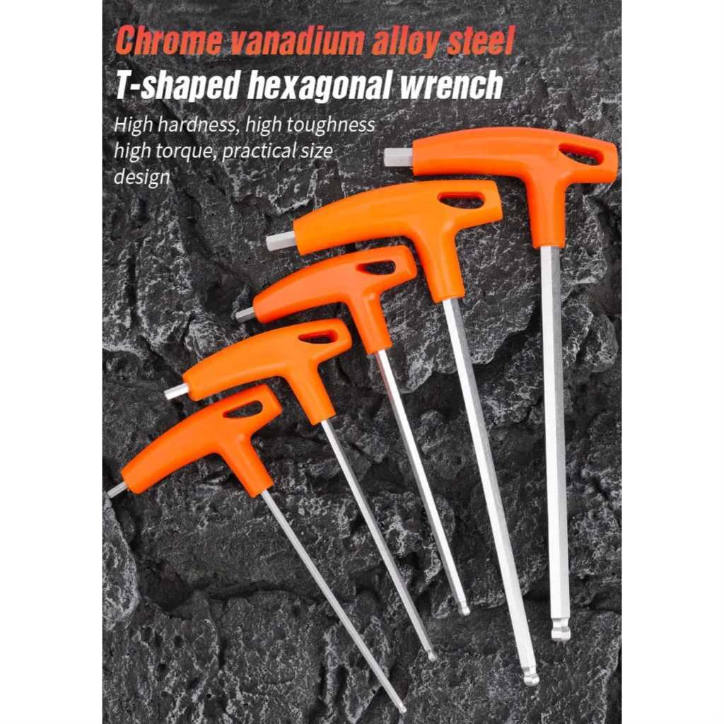 Foto Tool Kunci L Allen Hex Key Gagang T Ballpoint  2/2.5/3/4/5/6/8/10 mm Bike Tools Sepeda