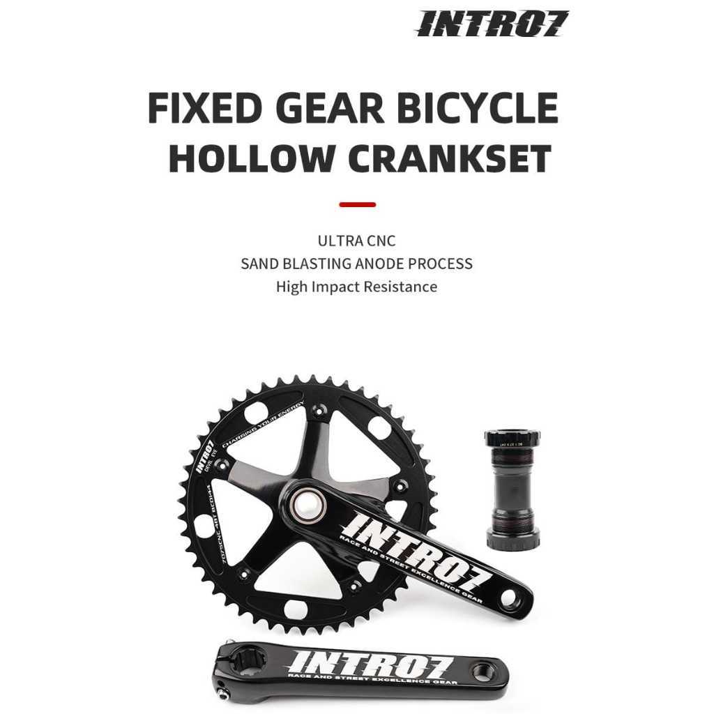 Foto Intro7 Crankset Fixie Devil Eye PC014 Fixed Gear Bike 48T 144BCD 165MM 1/2 1/8 Chainwheel and Crank Aluminum Alloy Cycling Track Parts Race Street
