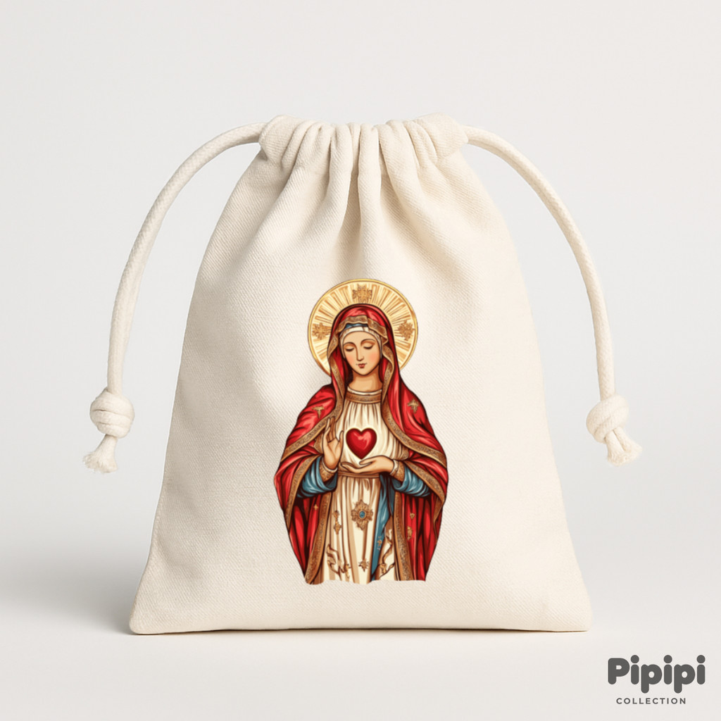PIPIPI Pouch Serut Kanvas Tebal Premium Katolik Bunda Maria Holy Mary