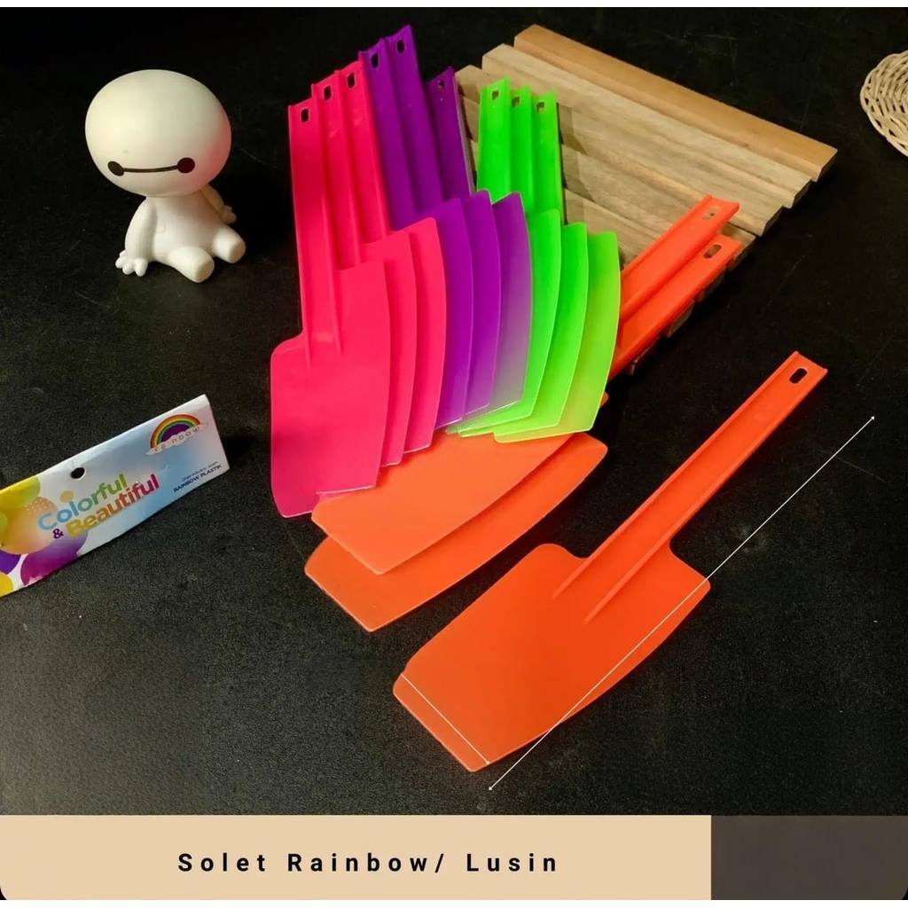 PAKET 1 LUSIN | SPATULA / SOLET PLASTIK RAINBOW