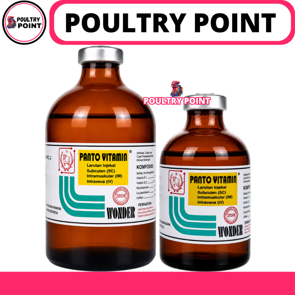 PANTO VITAMIN 100ML & 50ML WONDER - Multivitamin Hewan Injeksi Vitamin Pertumbuhan Penggemuk Nafsu M