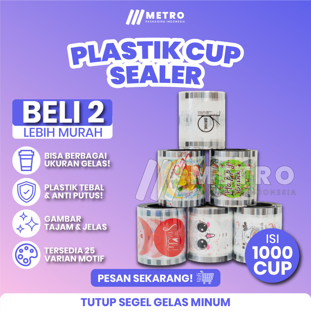 Cup Sealer Isi 1000 Cup / Plastik Lid Cup Sealer / Tutup Gelas / Tutup Minuman Gelas / Cup Minuman