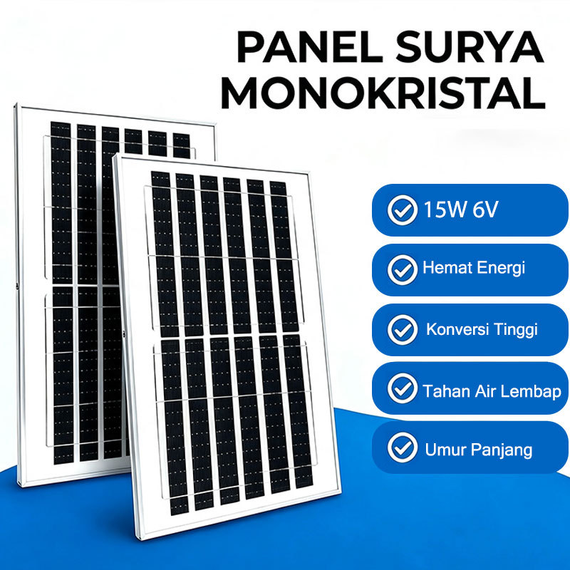 UORRIS Panel Surya 15WP 6V Monokristalin Modul Solar Cell Tenaga Surya Outdoor