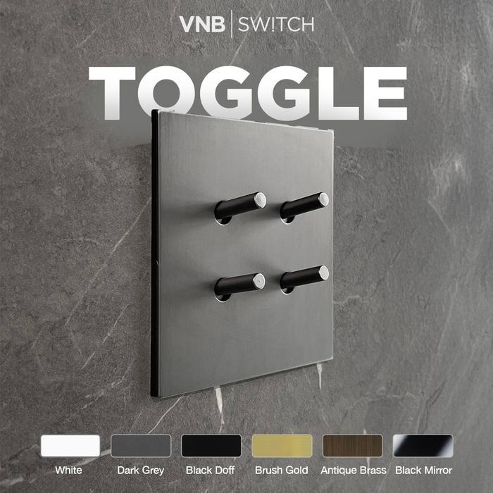 VNB Switch Type Toggle Metal - White , 2 Gang 2 Way