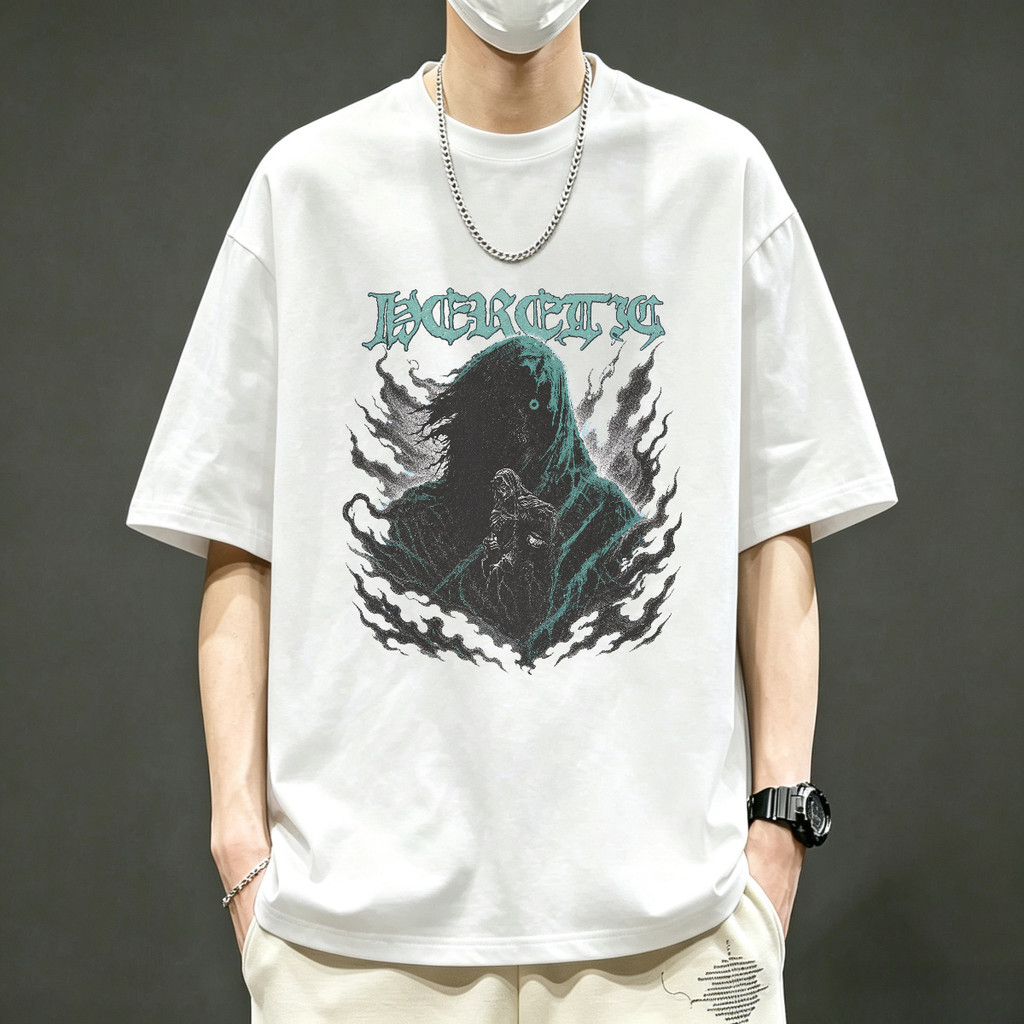 Kaos Vintage Shirt Oversize Grafis Gothic Hooded Figure Api Unisex