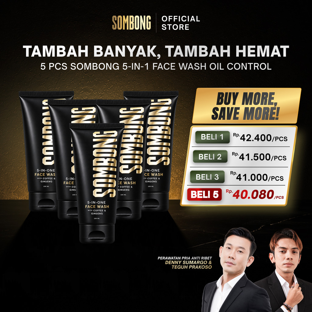 [5-PACK] SOMBONG 5-in-1 Face Wash With Coffee & Ginseng 100ml