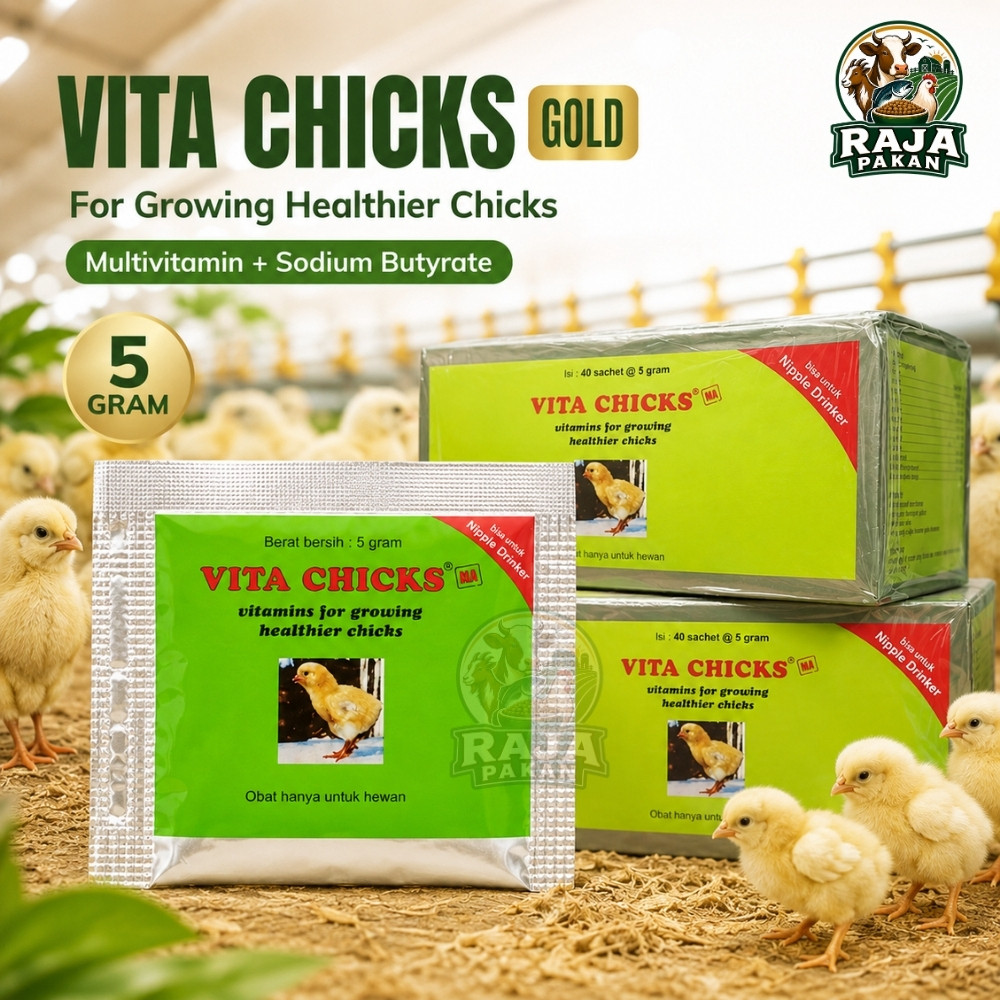 [1 BOX] VITA CHICKS 5 GRAM - Vitamin Ayam DOC Multivitamin Anak Ayam Suplemen Unggas Pertumbuhan Day