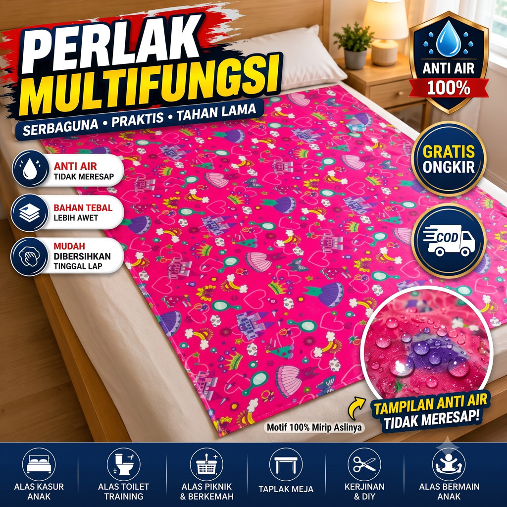 Perlak Ompol Bayi Atau Manula Anti Air/Permeter X 147 Cm Bermotif