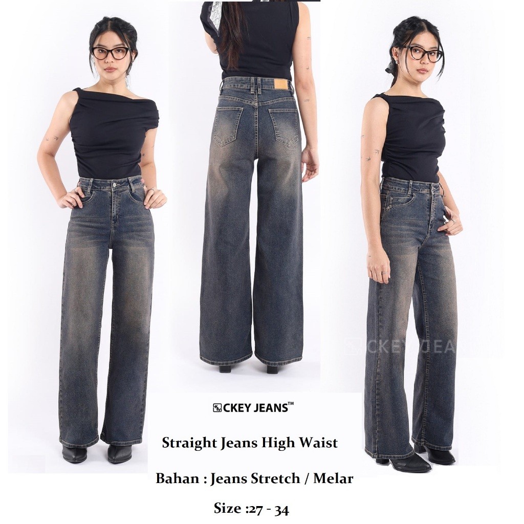 Ckey Straight Jeans High Waist / Loosev Jeans Highwaist / Ckey Jeans