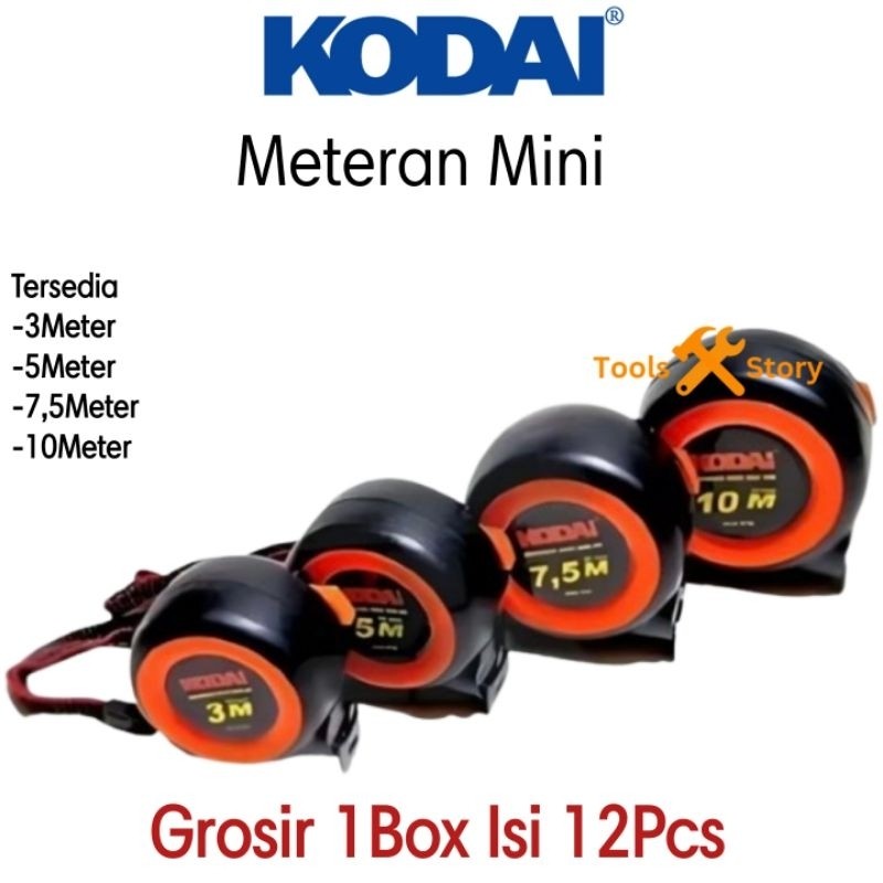 DaniCV KODAI GROSIR 1Box Isi 12Pcs Meteran Mini Auto Stop Measuring Tape Mini 3 Meter 5 Meter 7,5 Me