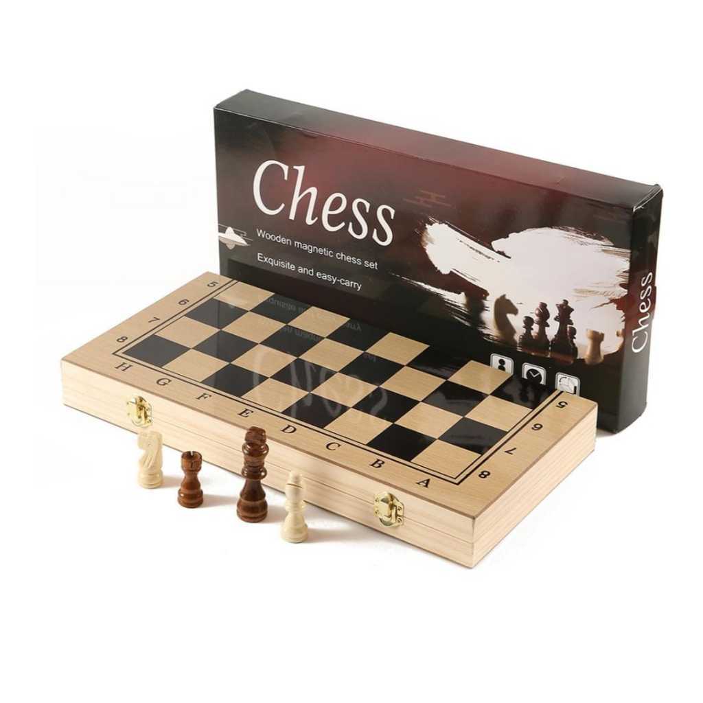 (Nobita Bita) Set Catur Magnetik Kayu Lipat – Chess Wooden Magnetic Chess Set