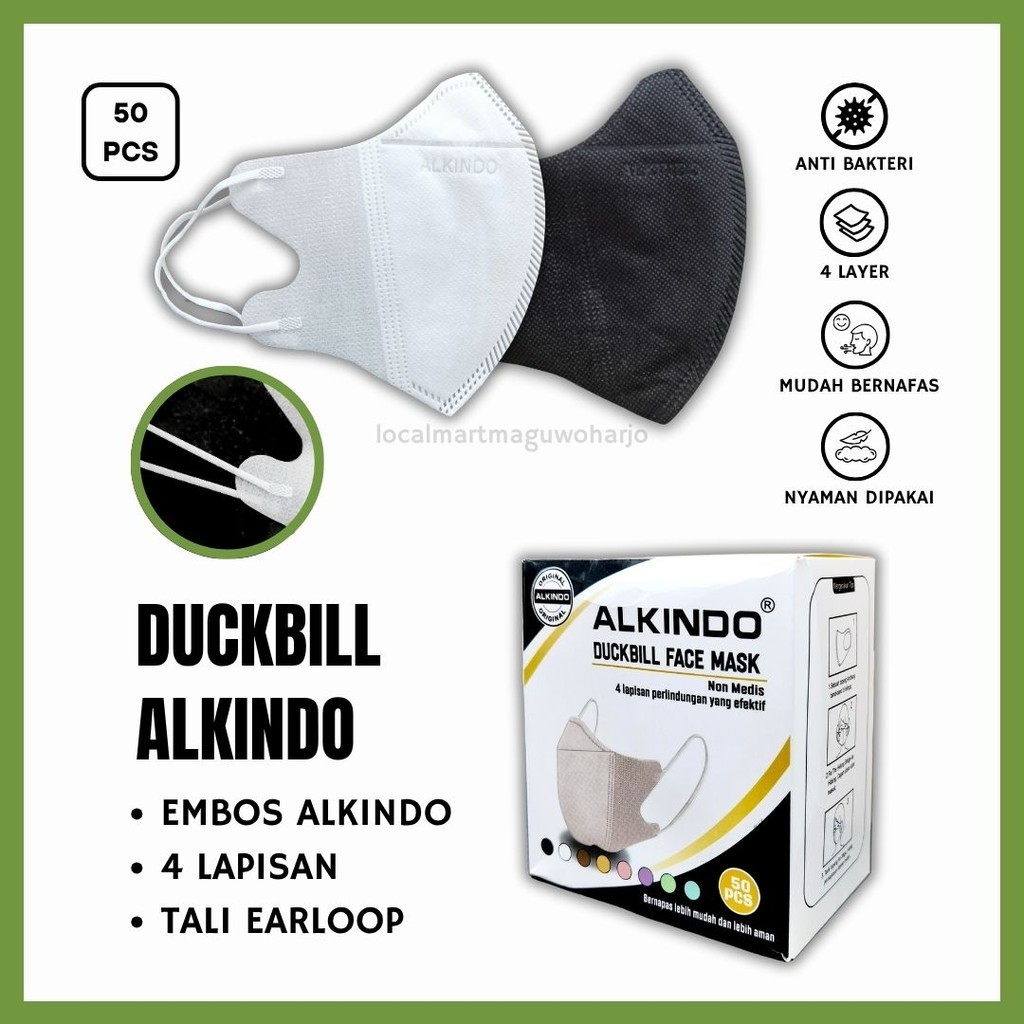 ALKINDO DUCKBILL - Masker Duckbill - Masker Alkindo Duckbill 50 Pcs - Masker Duckbill 50 Pcs Tebal