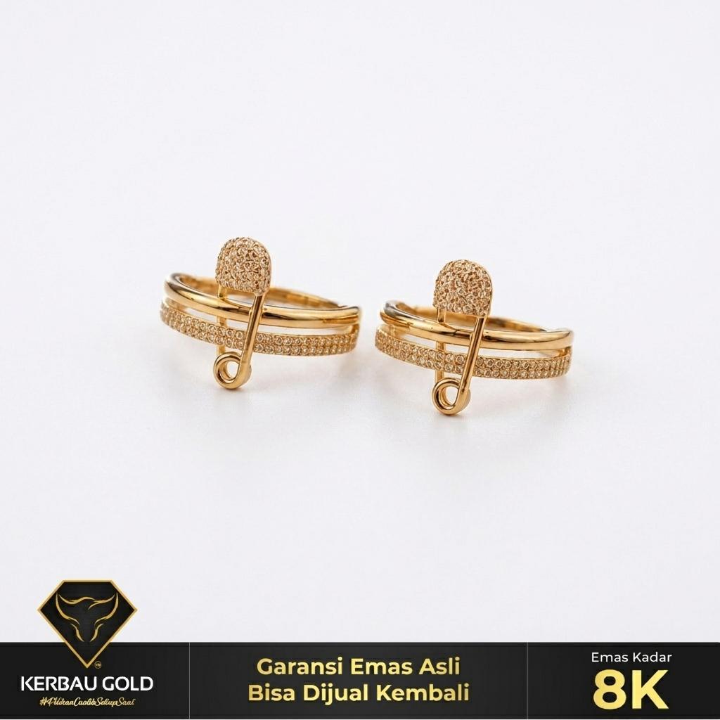 [Kerbau Gold] Cincin Emas Peniti Layer 8K - Emas Asli 100%