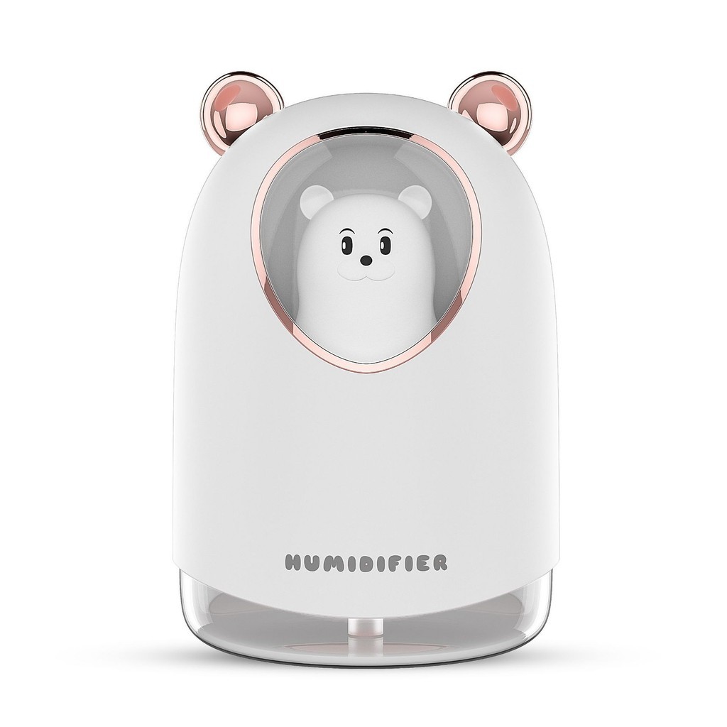 GRWOSIR Humidifier USB Mini Portable Bear dengan Lampu Tidur RGB 7 Warna Pelembap Udara Ultrasonik FS038