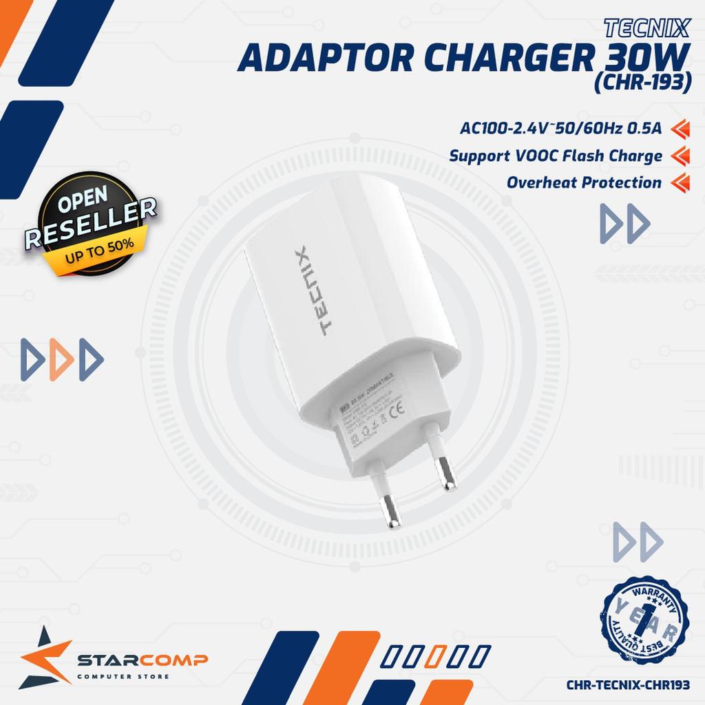 TECNIX CHR-193 ADAFTOR CHARGER 30WATT FAST CHARGING MULTI PROTOCOL