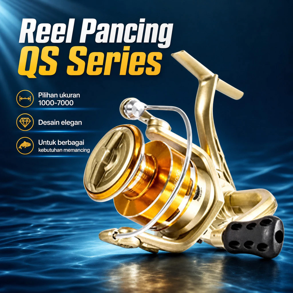 Reel Pancing Spinning Seri QS Berbagai Model untuk Memancing, Pilihan QS1000 QS2000 QS3000 QS4000 QS