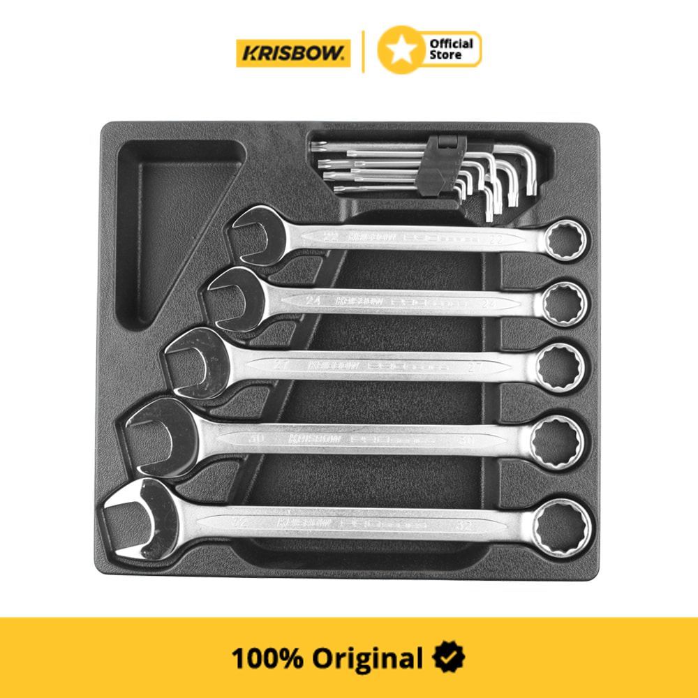 Krisbow Set Kunci Ring Pas Dan Kunci L Torx 14 Pcs Combination-Torx Wrench