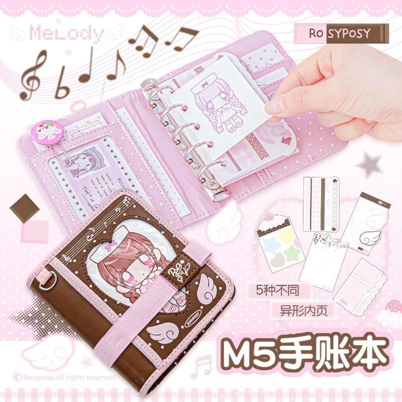 Cute M5 Size Binder Notebook  Aesthetic Kawaii Cartoon Notebook Mini Ring Journal for Planning Notes