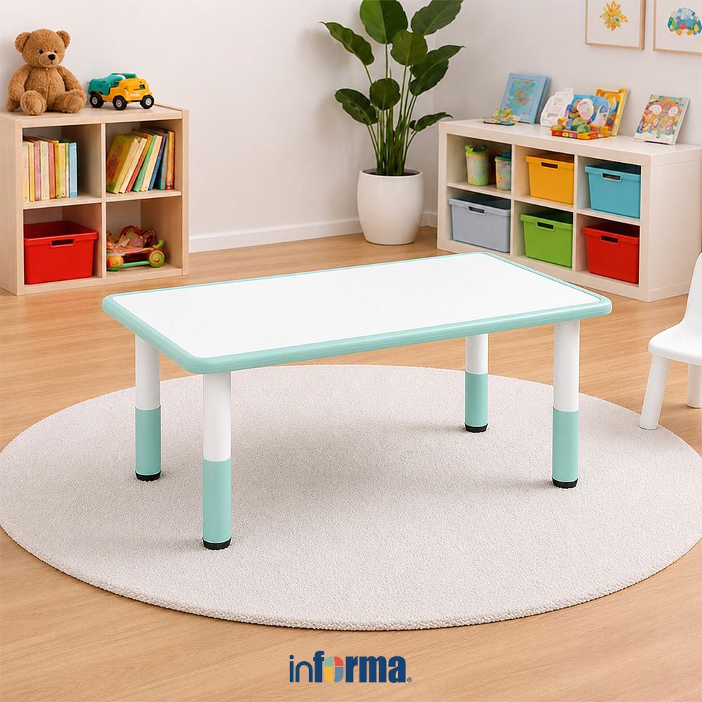 Informa Yuri Meja Anak Adjustable Rectangle - Hijau Kids Table Children Table Junior Desk Meja Bocah