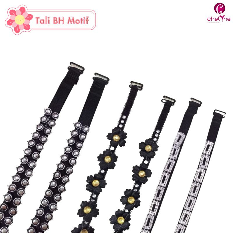 Tali BH Fashion Kain - Motek / Motif Pita / Garis-Garis / Kotak-Kotak