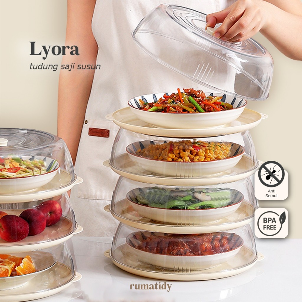LYORA Tudung Saji Susun Penutup Makanan Portable Rak Penyimpanan Makanan