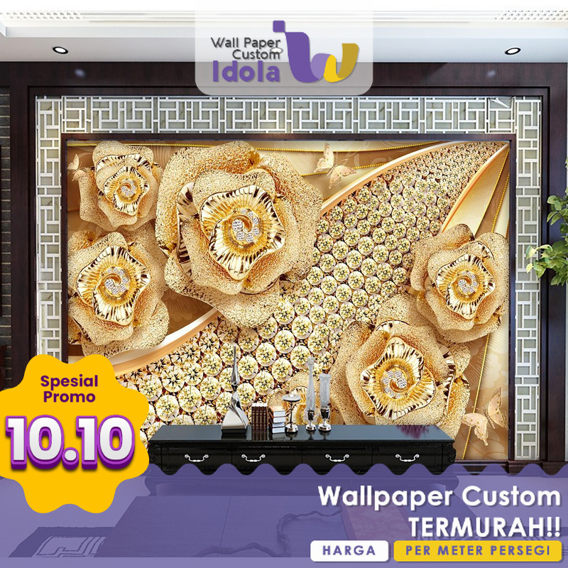 Wallpaper Custom | Wallpaper Custom Ruang TV | Wallpaper Custom Motif Floral 4 | Wallpaper Custom Ga