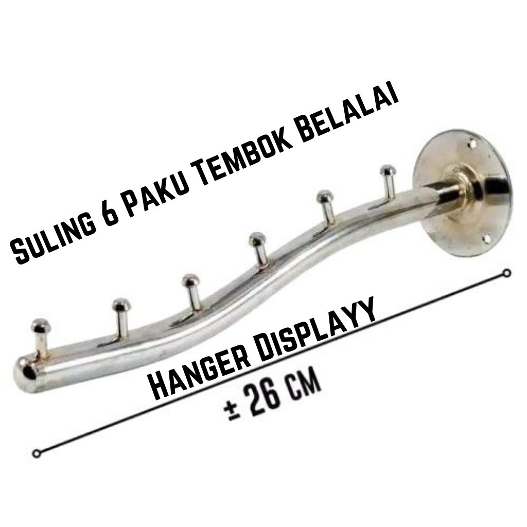 Hanger Suling Tempel Tembok 6 Titik Paku Belalai Gantungan Baju Display Toko Gantungan Baju Dinding 
