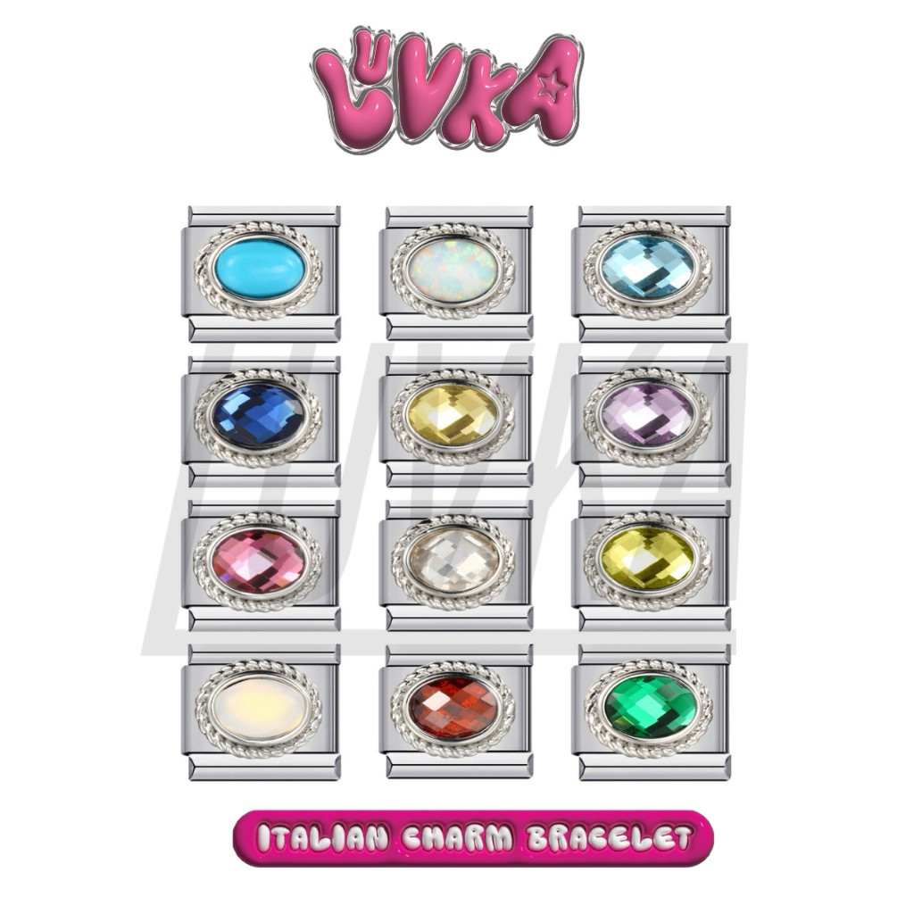 Luvka - Italian Charm Bracelet Gemstone Series Gold & Platinum / Charm Premium Italian Bracelet By L