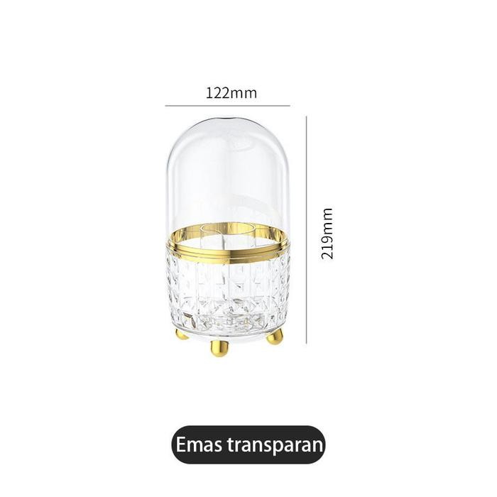 Vixplorn 360° Berputar Rak Kosmetik Kotak Penyimpanan Derajat Motif Polos Dengan Tutup Transparan Se