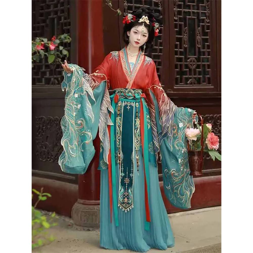 inese Hanfu Dress Women Cosplay Costume Graent Orange Embroidered Hanfu Party Outfit Hanfu Dress Hal