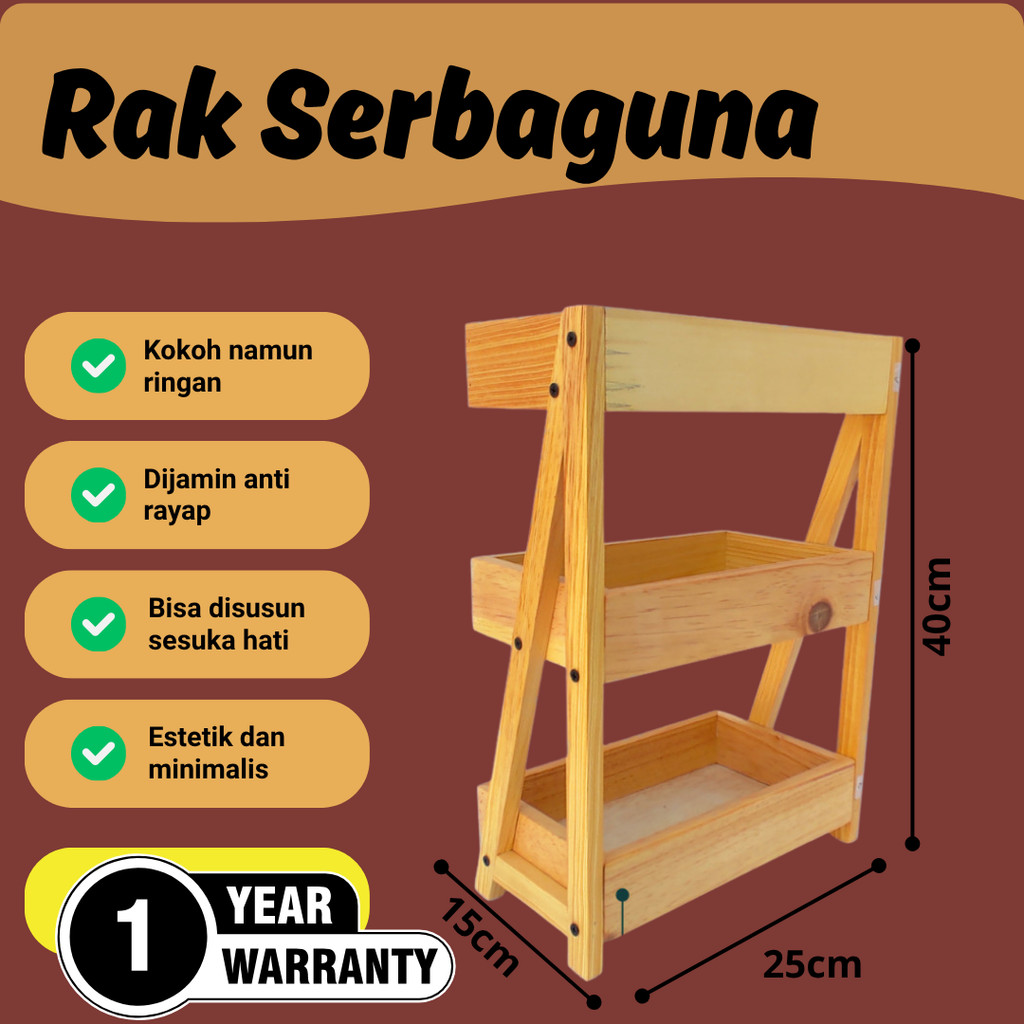 Rak bumbu dapur | rak serbaguna | rak portable | rak susun | rak susun 3 | rak kayu | rak estetik | 