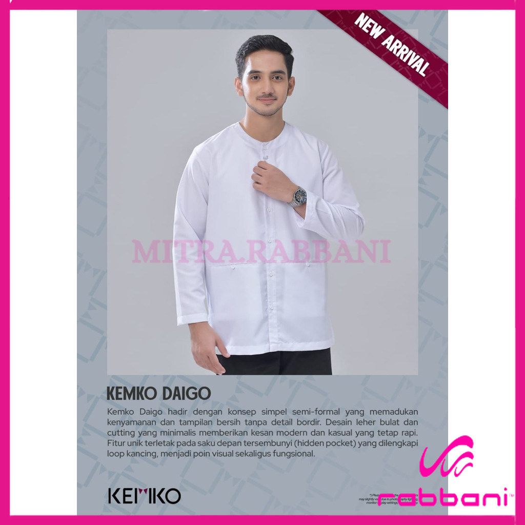RABBANI - Kemko Daigo Blg Lengan Panjang Putih Baju Koko Putih Mitra Rabbani