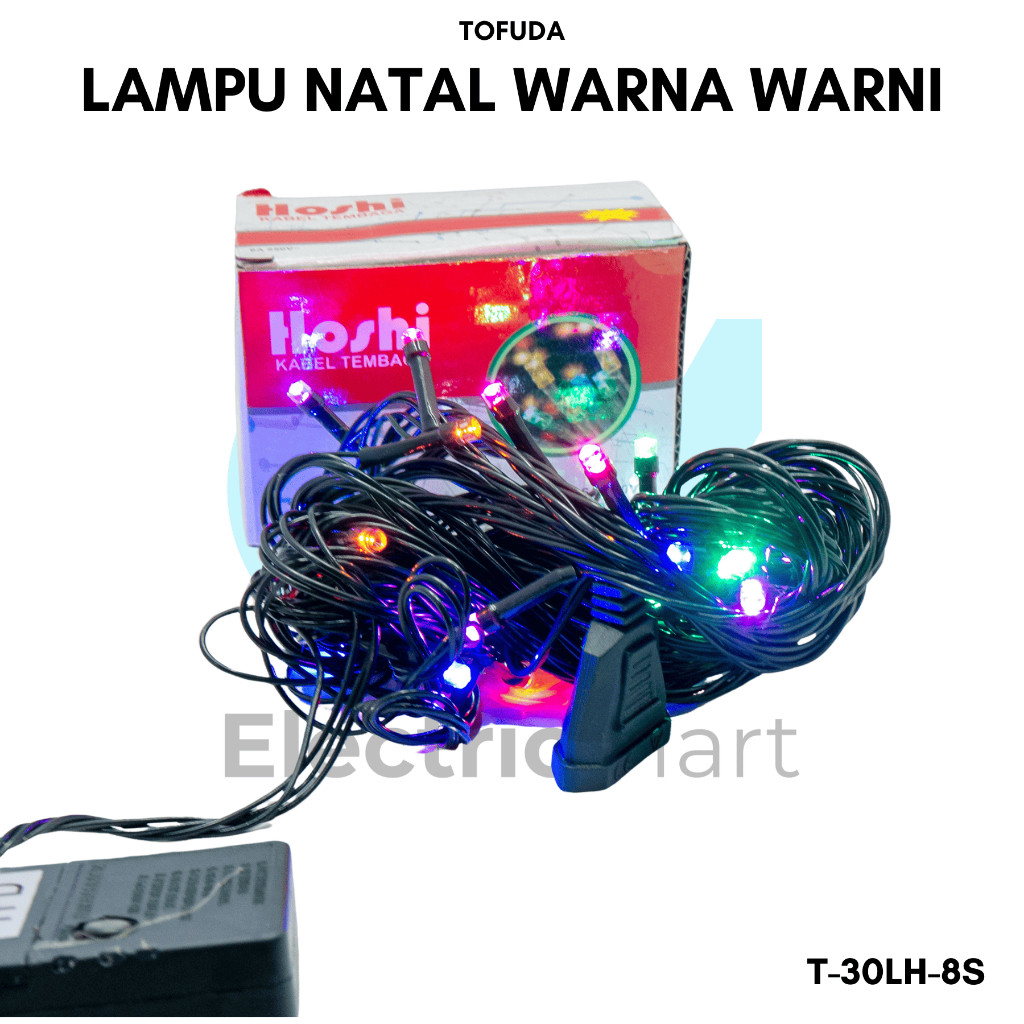 Lampu Natal LED Tumblr 7 Warna Lancip 100 LED Kabel Hitam