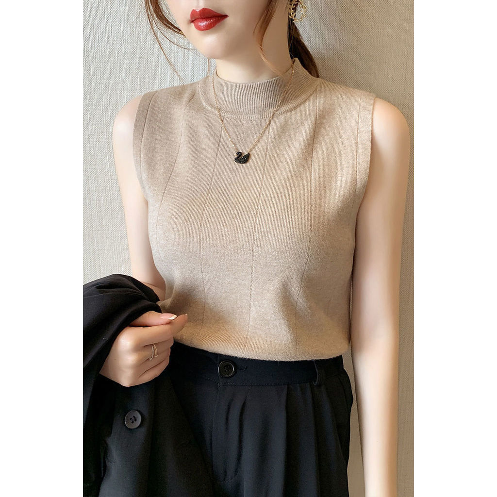 Rompi Atasan Rajut Tanpa Lengan Wanita Baru