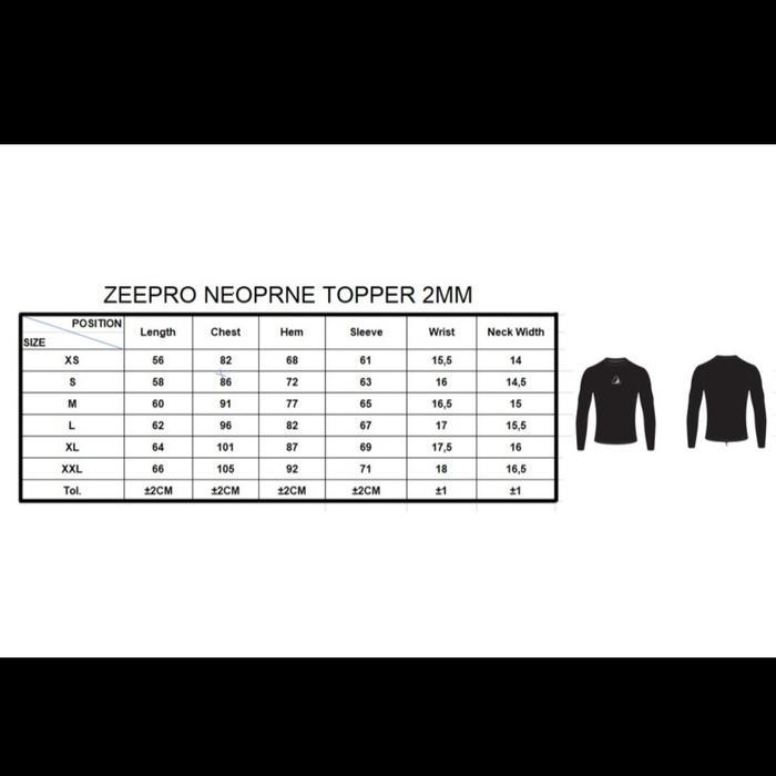 Rash Guard Topper Zeepro Neoprene 2mm CR Neoprene Wetsuit Baju Diving - XS