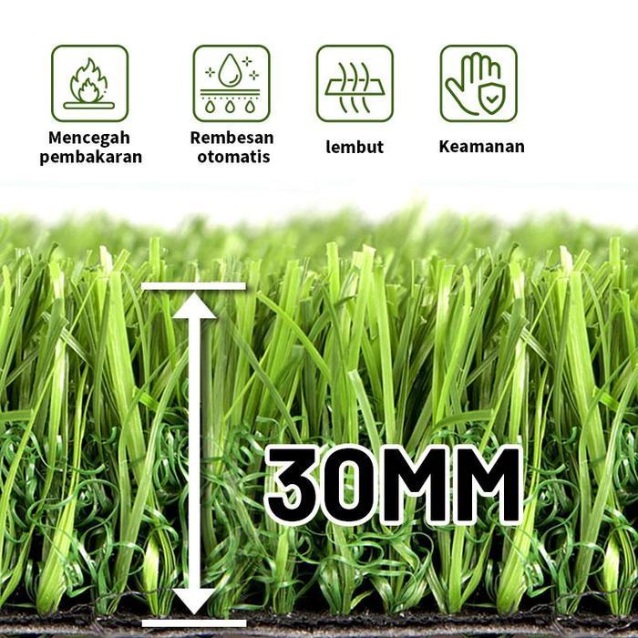KARPET RUMPUT SINTETIS 1 ROLL UKURAN 1.5X25 METER TIPE SWISS PREMIUM TEBAL 3 CM/2 CM Hijau Rumput Si