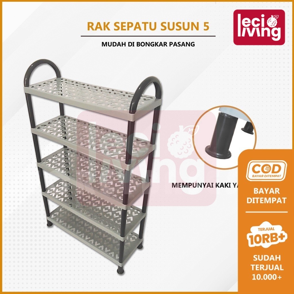 RAK SEPATU 5 SUSUN - Rak Besar / Tempat Sandal / Rak Sepatu Kokoh Plastik