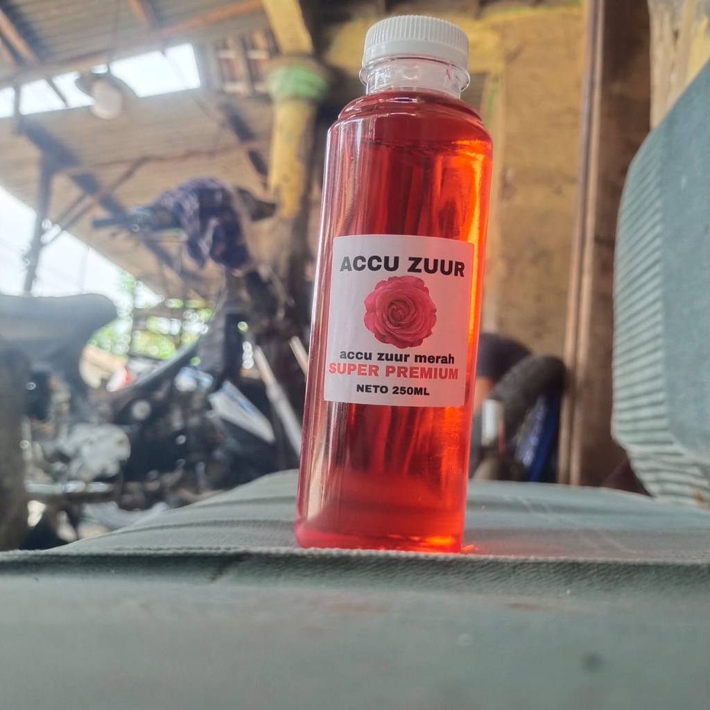 AMPUH Air accu zuur untuk aki kering dan basah  isi 250 ml free suntikan Amira motor air aki kering 
