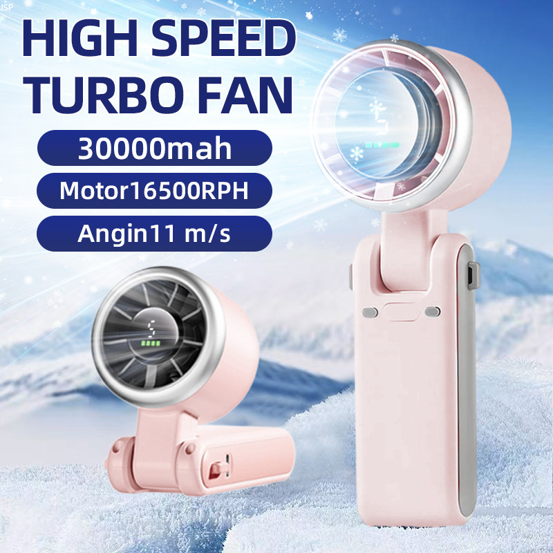 COD Kipas Angin Mini Portable USB 30000mAh Kipas Lipat 5-Speed Wind LED Display Dengan Untuk kipas a