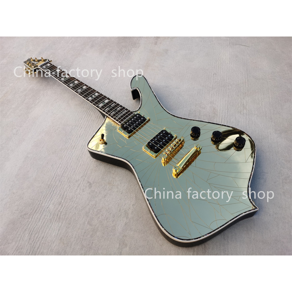 Gold broken Mirror Electric Guitar Abalone & Cream Body binding, Abalone & Pearl setting, gold hardw