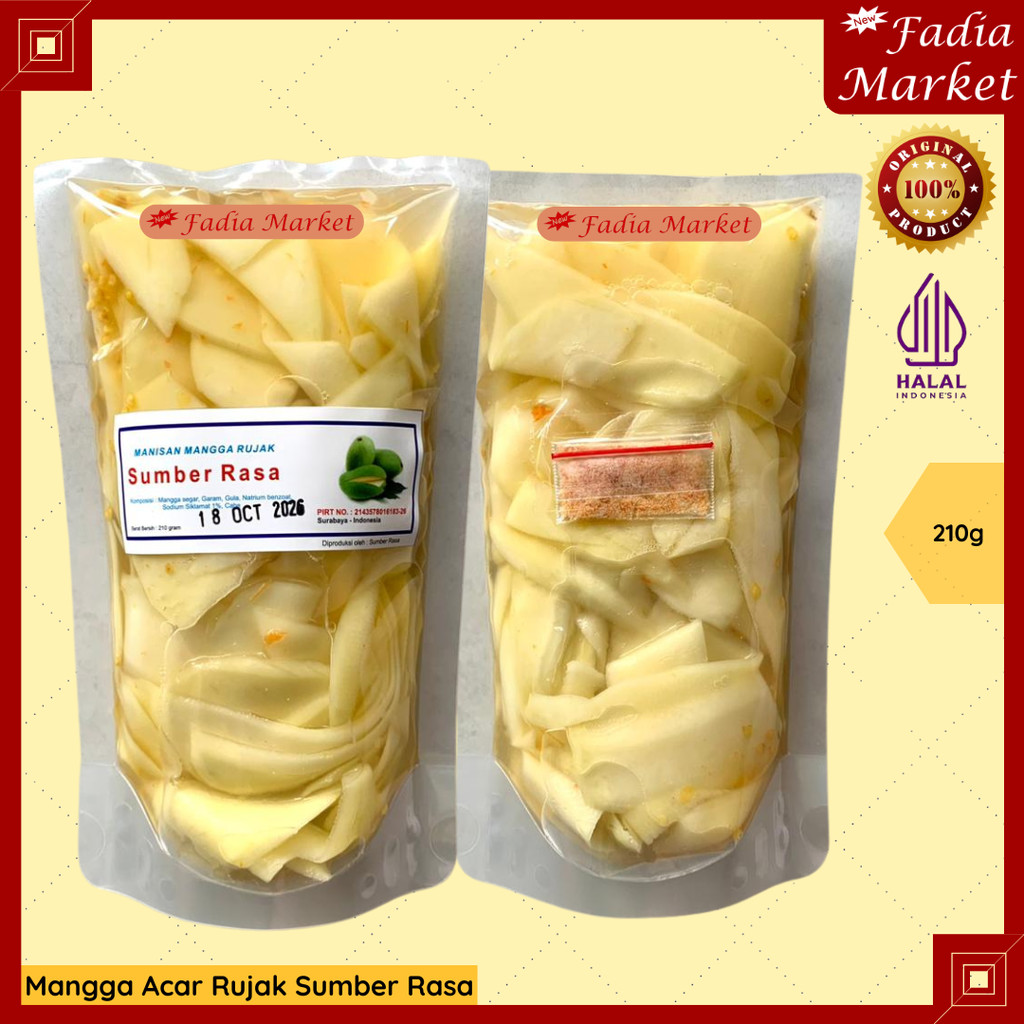 Manisan Mangga Air Acar Rujak 210g Cap Sumber Rasa + Bonus Bubuk Kiamboy