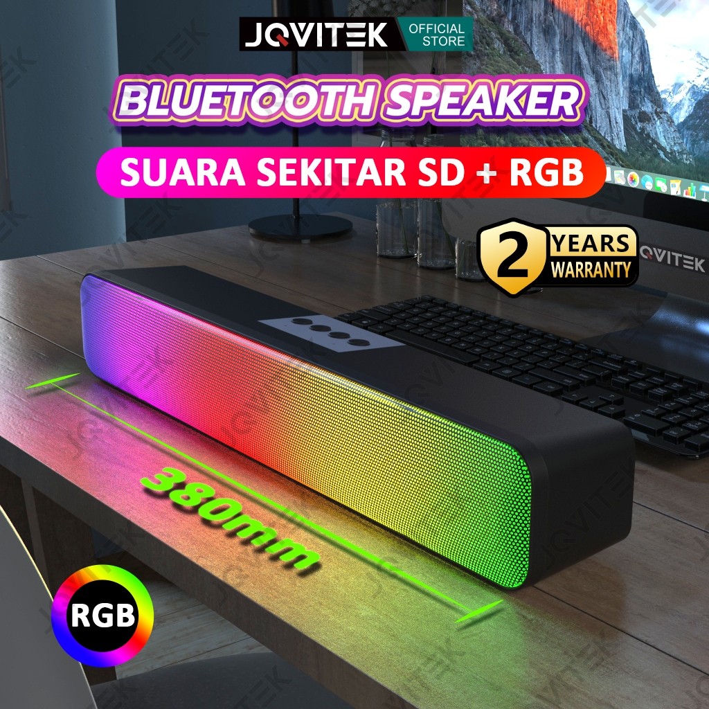 Jqvitek 5.0 Speaker Bluetooth Soundbar 38mm Computer TV PSP Phone TF Multifunction RGB 5 Colors LED 