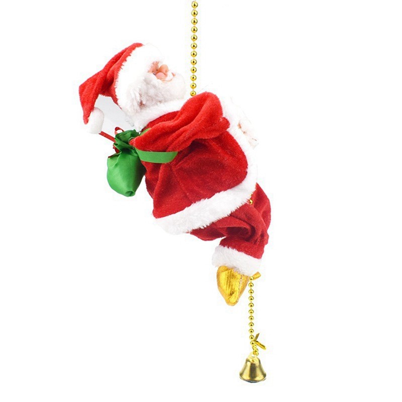 Santa Claus Climbing On Rope Decoration Electric Automatic Plush Dolls Toys For Home Wall Windows Ha