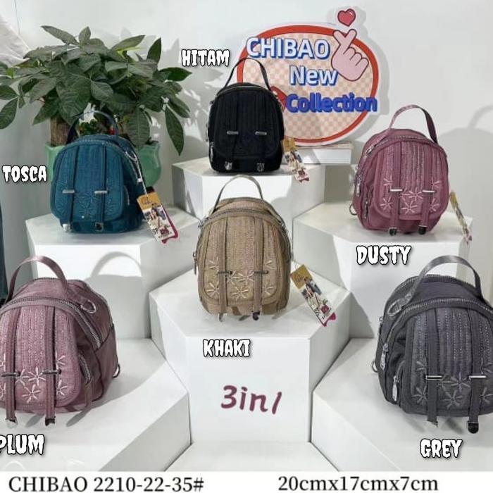 TAS ORI CHIBAO KANVAS 3in1 Ransel Slempang Jinjing CB2210 4res 1 Tali - Dusty